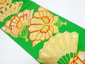 アンティーク　扇に蝶模様織り出し袋帯（着用可）